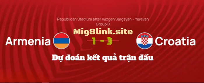 Dự đoán kết quả trận đấu Armenia vs Croatia
